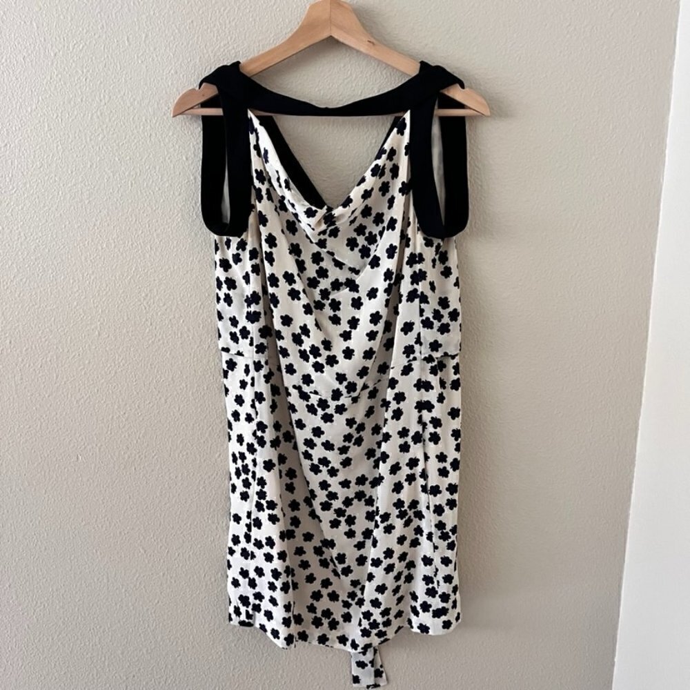 Balenciaga Paris White Silk Blend Clover Print Cowl Neck Mini Dress 36 / US 6  - Picture 2 of 9